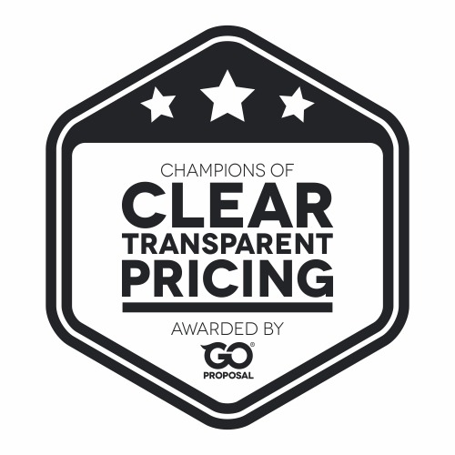 Clear Transparent Pricing by GoProposal Dark Hexagon web